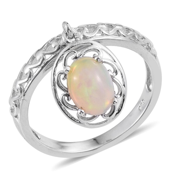 Ethiopian Welo Opal (Ovl) Ring in Platinum Overlay Sterling Silver 0.900 Ct.