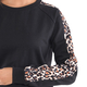 TAMSY 100% Cotton Leopard Pattern Sleeve Fleece Sweatshirt (Size L) - Black