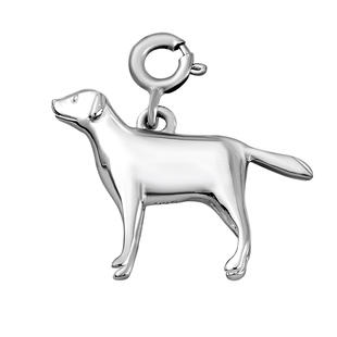 Platinum Overlay Sterling Silver Dog Charm.
