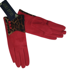 Ladies Animal Printed Imi Suede Gloves - Red