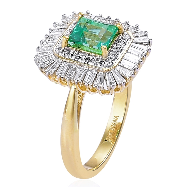 ILIANA 18K Yellow Gold 2.25 Ct AAAA Boyaca Colombian Emerald, Diamond (SI-G-H) Ring