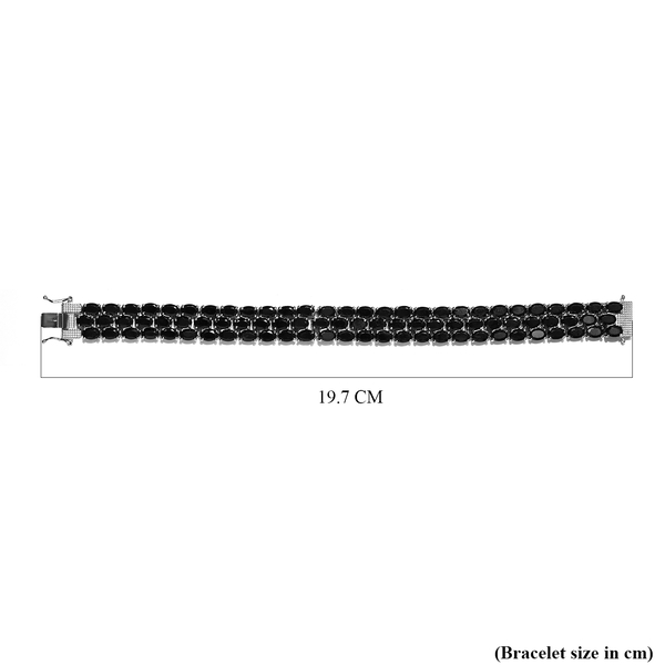 Black Spinel Cluster Bracelet (Size - 7.5) in Platinum Overlay Sterling Silver 44.26 Ct, Silver Wt. 24.33 Gms
