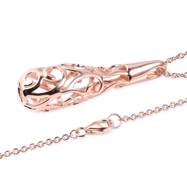 Mothers Day Special - LucyQ Air Drip Pendant with Chain (Size 30) in Rose Gold Overlay Sterling Silver, Silver wt 12.63 Gms.