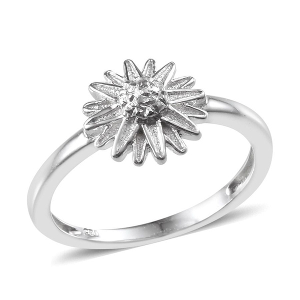 Platinum Overlay Sterling Silver Flower Ring, Silver wt 3.20 Gms.