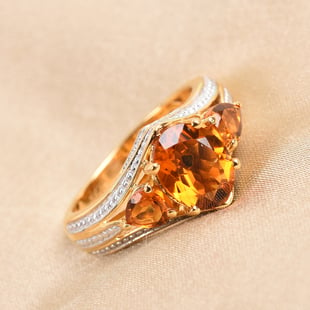 GP Madeira Citrine and Blue Sapphire Ring in 14K Gold Overlay Sterling Silver 2.25 Ct.