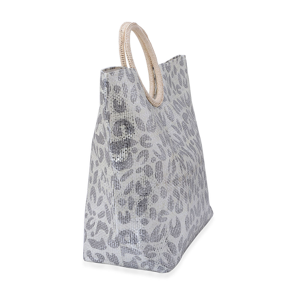 Metallic Leopard Print Beach Bag (Size 50x36x17 Cm)