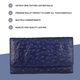100% Genuine Leather Ostrich Embossed Womens RFID Protected Wallet (Size 18x10 Cm) - Blue