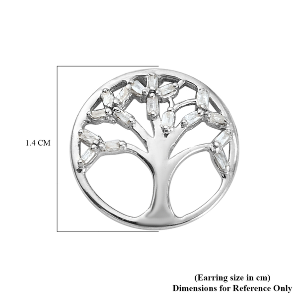 Diamond Tree Of Life Earrings (with Push Back) in Platinum Overlay Sterling Silver 0.17 Ct.