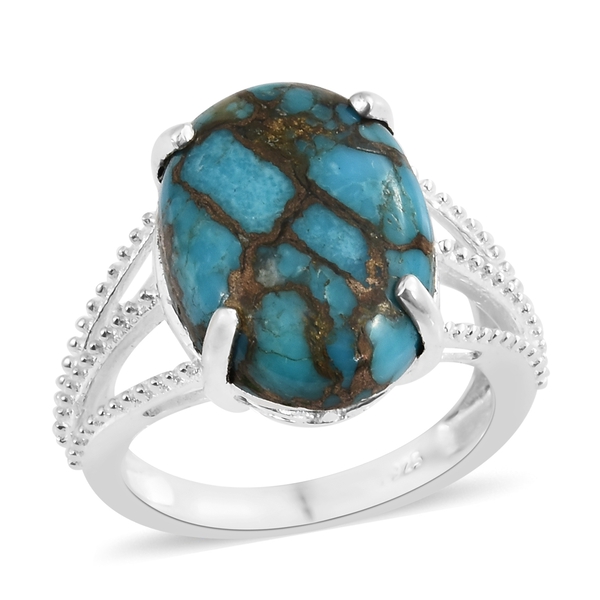 Mojave Blue Turquoise (Ovl) Ring in Sterling Silver 11.000 Ct. Silver wt 3.21 Gms.