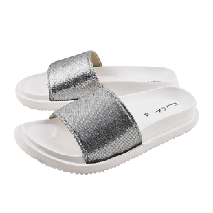 Thomas Calvi Slider Flip Flop Slipper (Size 8) - White & Silver