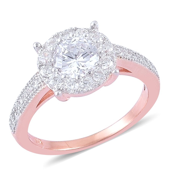 AAA Simulated White Diamond (Rnd) Ring in Rose Gold Overlay Sterling Silver