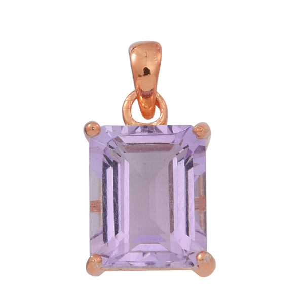 AA Rose De France Amethyst (Oct) Solitaire Pendant in 14K Rose Gold Overlay Sterling Silver 4.500 Ct