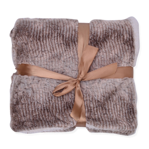 Superfine Microfibre Luxury Faux Fur reversible Sherpa Blanket (Size 200x150 Cm) Grey Owl