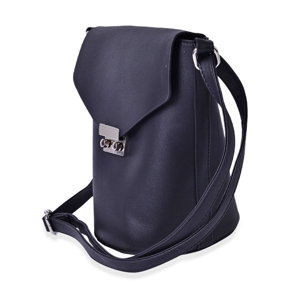 Greenwich Classic Structured Black Colour Messenger Bag with Adjustable Shoulder Strap ( Size 24.5x24x16x16 Cm)