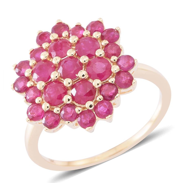 9K Yellow Gold AA Ruby (Rnd) Floral Ring 3.250 Ct.
