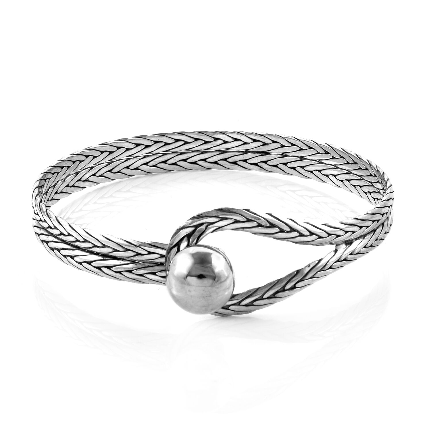 Royal Bali Collection Sterling Silver Bangle (Size 7.5), Silver Wt. 22.94 Gms