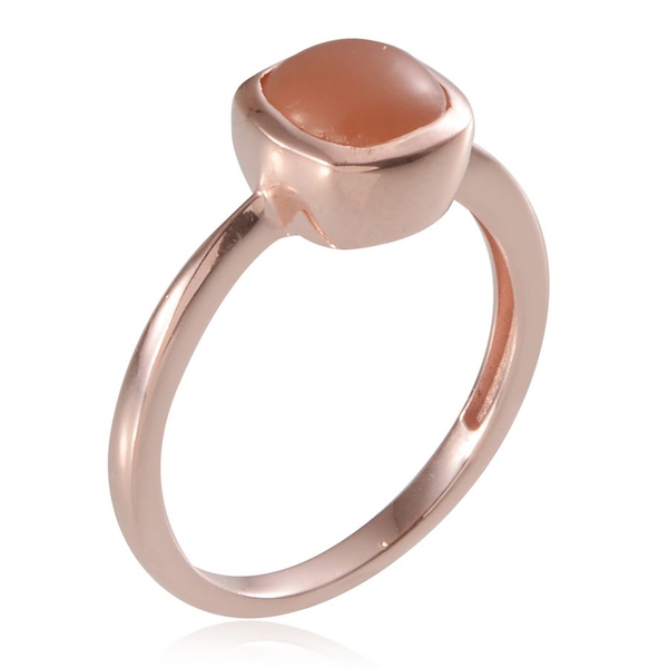 Mitiyagoda Peach Moonstone (Cush) Solitaire Ring in Rose Gold Overlay Sterling Silver 2.500 Ct.