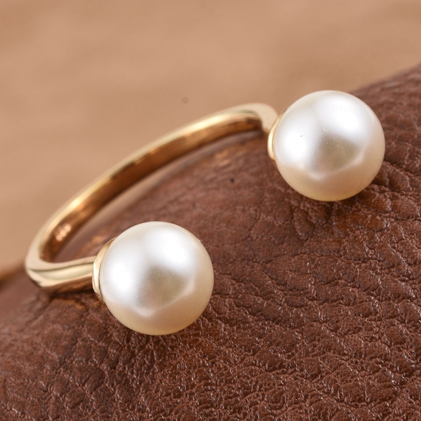 - Cream Pearl (Rnd) Open Ring in 14K Yellow Gold Overlay Sterling Silver 7.250 Ct.