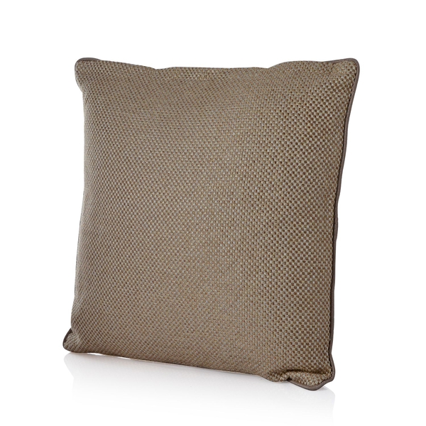 Ivory Beige Colour Weave Pattern Cushion (Size 42x42 Cm)