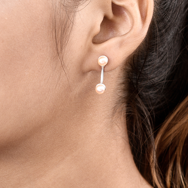 Pink Freshwater Pearl Detachable Earrings (with Push Back) in Sterling Silver