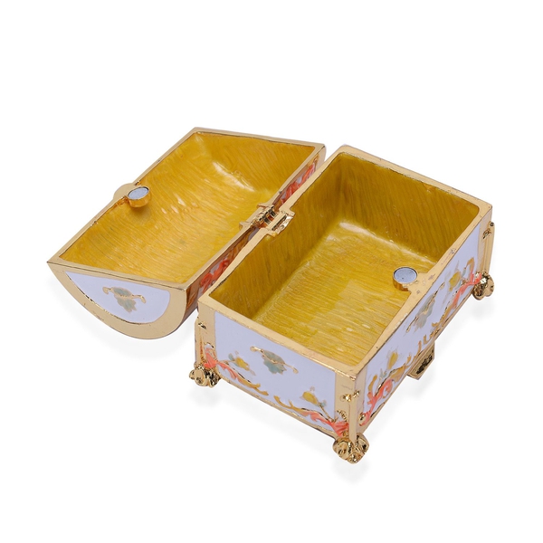 White and Gold Enameled Trunk Trinket Box