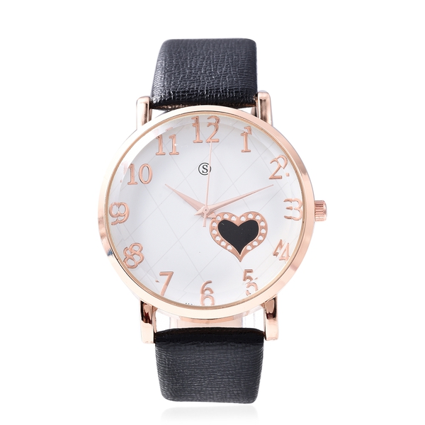 STRADA Japanese Movement Water Resistance Watch in Rose Tone - Black