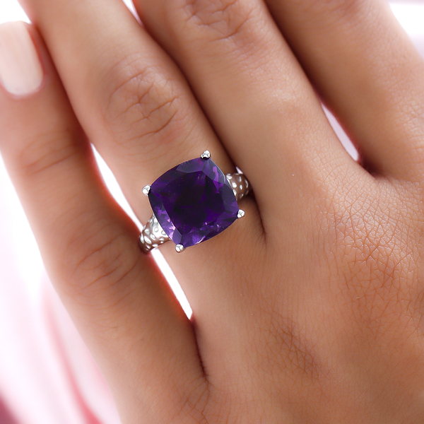 RACHEL GALLEY Lusaka Amethyst Solitaire Ring in Vermeil Yellow Gold Overlay Sterling Silver 6.89 Ct.
