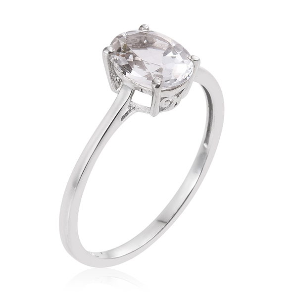 White Topaz (Ovl) Solitaire Ring and Pendant in Platinum Overlay Sterling Silver 4.000 Ct.