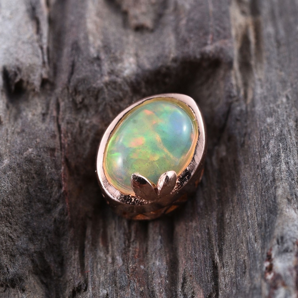 Ethiopian Welo Opal (Ovl) Solitaire Pendant in Rose Gold Overlay Sterling Silver 0.500 Ct.