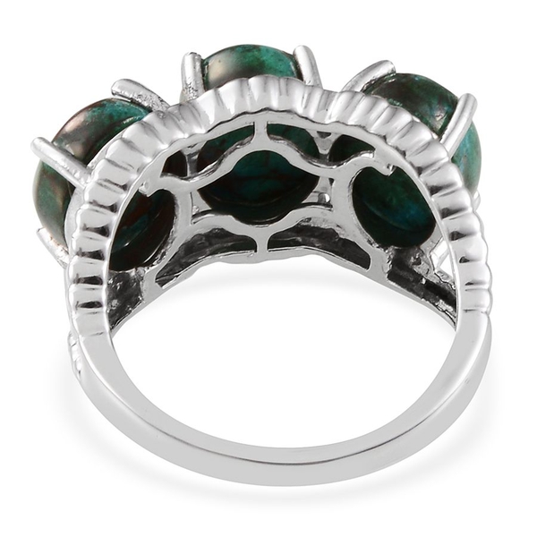 Table Mountain Shadowkite (Ovl) Trilogy Ring in Platinum Overlay Sterling Silver 8.000 Ct.