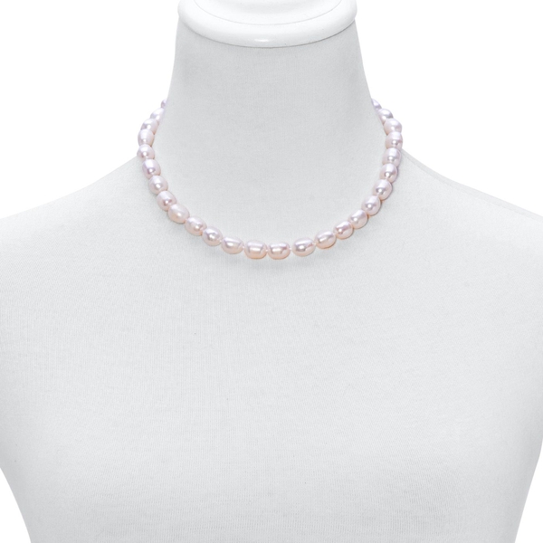Fresh Water White Pearl Necklace (Size 18 with Extender) in Stainless Steel