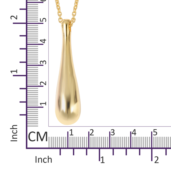 LucyQ Drip collection - Yellow Gold Overlay Sterling Silver Drop Pendant with Chain (Size 32), Silver wt 38.58 Gms.