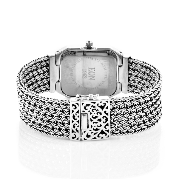 Royal Bali Collection EON 1962 Swiss Movement Sterling Silver Braided Bracelet Watch (Size 7), Silver wt 58.00 Gms