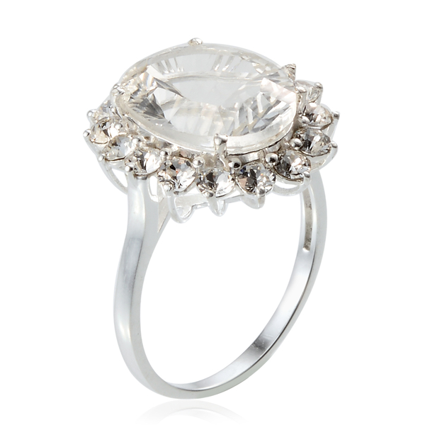 White Austrian Crystal (Ovl) Ring in Sterling Silver