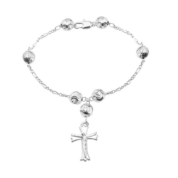 Cross Bracelet (Size - 8) in Silver Tone