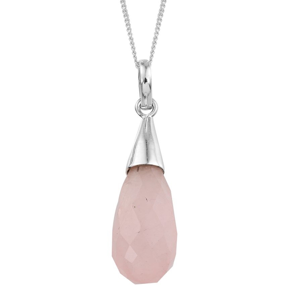 Rose Quartz Pendant With Chain in Platinum Overlay Sterling Silver 13.160 Ct.