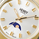 Henry London Vintage Square Round White Silver Dial 3 ATM Water Resistant Watch with Navy Colour Leather Strap