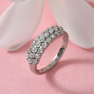 Lustro Stella Platinum Overlay Sterling Silver Ring Made with Finest CZ 1.31 Ct.