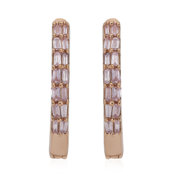 9K Rose Gold Natural Pink Diamond Hoop Earrings (with Clasp) 0.25 Ct.