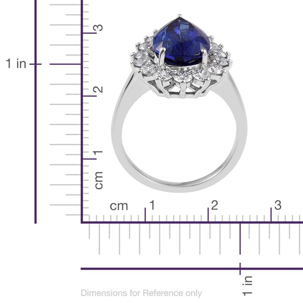RHAPSODY 950 Platinum AAAA Tanzanite (Pear 6.50 Ct), Diamond (VS E-F) Ring 7.830 Ct.