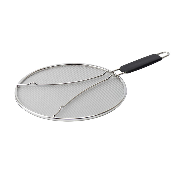 Grease Splatter Screen for Frying Pan (Size 48x33x2cm) - Black & Silver