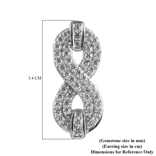 Lustro Stella Platinum Overlay Sterling Silver Earrings (with Push Back) Made with Finest CZ 4.12 Ct, Silver wt. 5.60 Gms