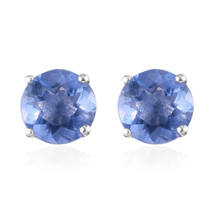 Colour Change Fluorite Stud Earrings (with Push Back) in Sterling Silver 2.09 Ct.