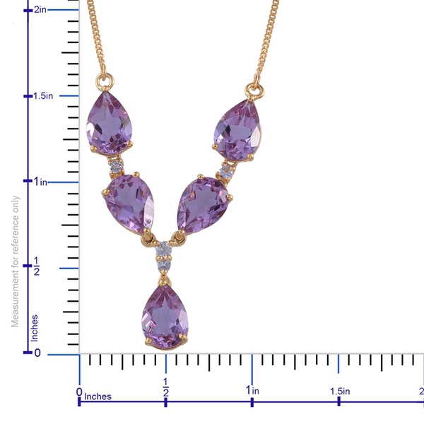 Lavender Alexite (Pear), Tanzanite Necklace (Size 18) in 14K Gold Overlay Sterling Silver 10.250 Ct.