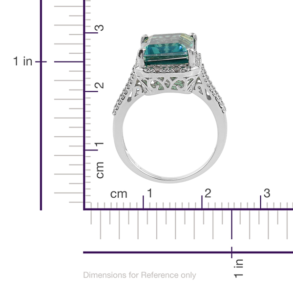 Peacock Quartz (Oct), Diamond Ring in Platinum Overlay Sterling Silver 8.000 Ct.