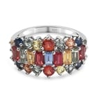 Rainbow Sapphire Ring (Size S) in Platinum Overlay Sterling Silver 3.28 Ct.