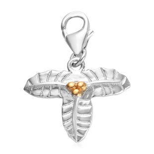 Flower Charm in Platinum and Gold Overlay Sterling Silver