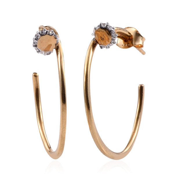 Lustro Stella 14K Gold Overlay Sterling Silver (Rnd) Earrings (with Push Back) Made with Finest CZ