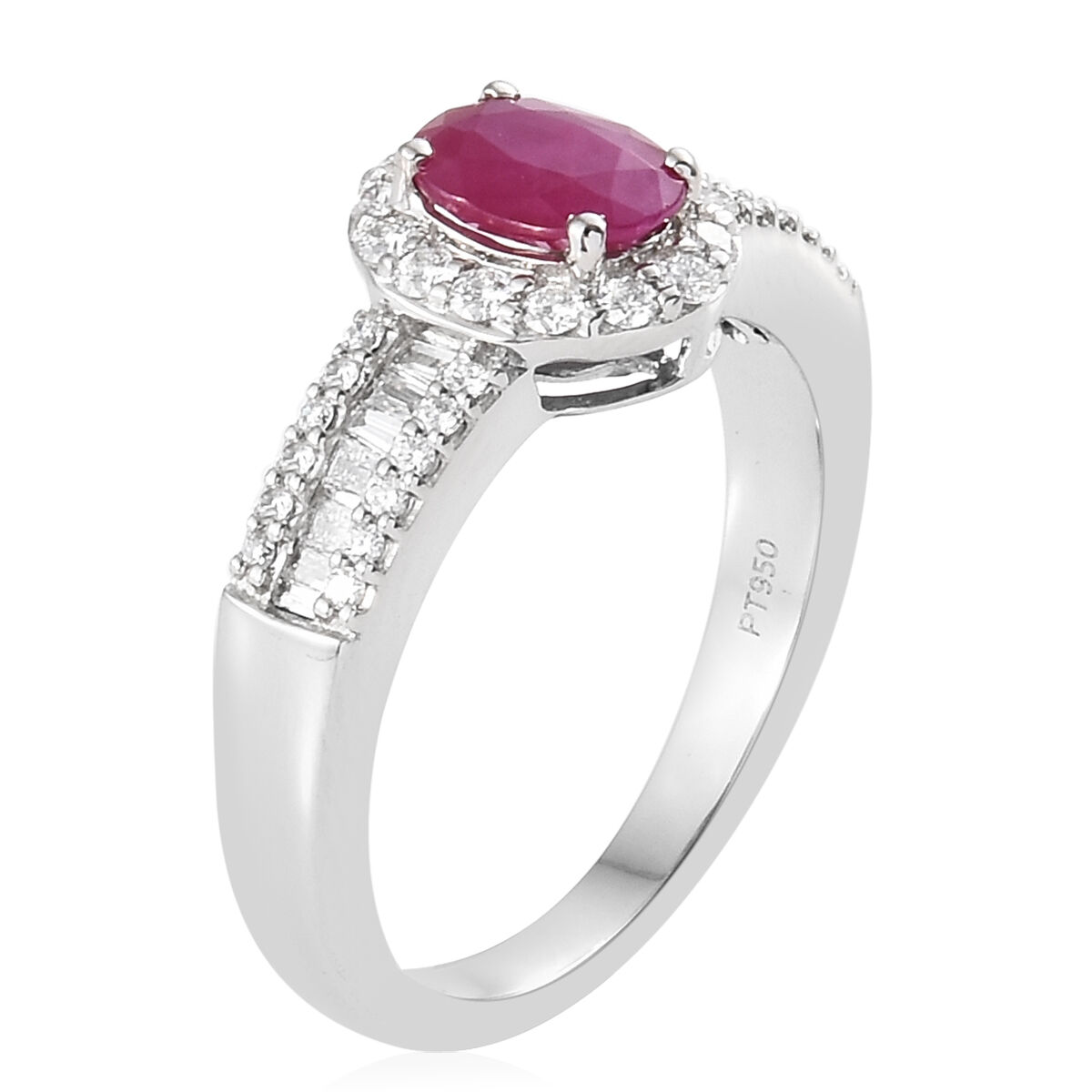 RHAPSODY 950 Platinum AAAA Ruby (Ovl 1.00 Ct) Diamond Ring 1.450 Ct.