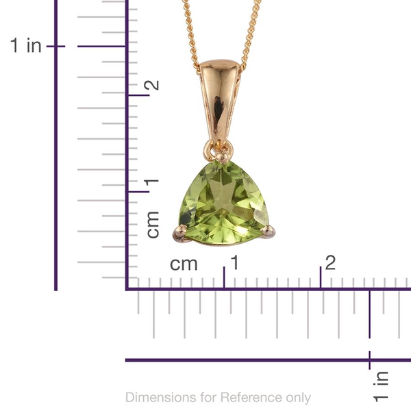 Hebei Peridot (Trl) Solitaire Pendant With Chain in 14K Gold Overlay Sterling Silver 1.900 Ct.